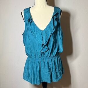Express Turquoise Ruffle Blouse